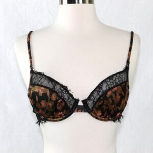 Intimately Women's Teens Bra Animal Print Raw Edge Eyelash Lace 34 A